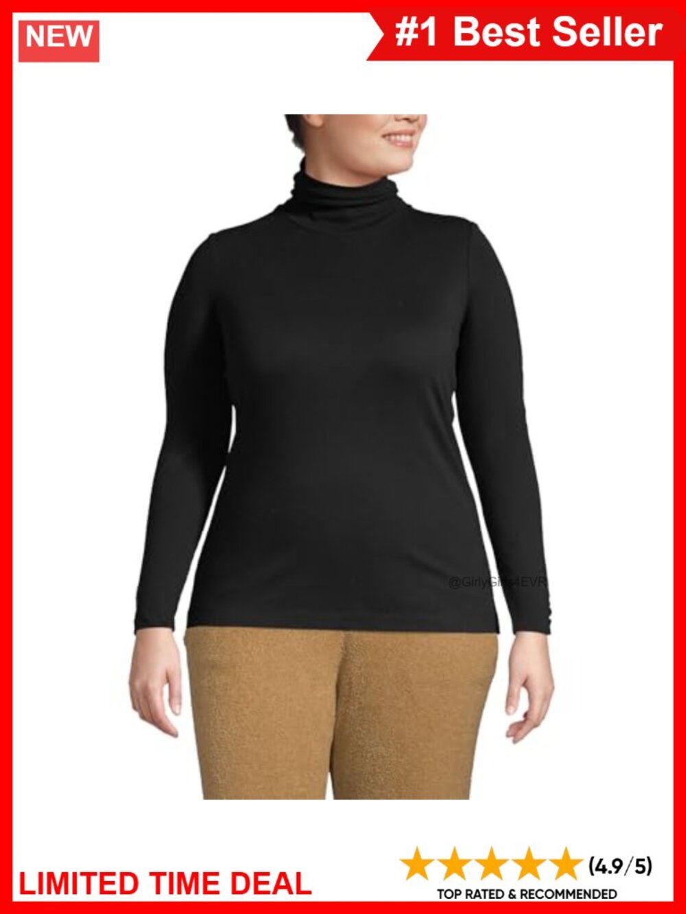 Lands' End Supima Cotton Turtleneck Tunic Short Sleeve Fitted Classic Fit